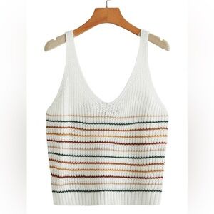 NEW Striped Knit Crop Tank Top